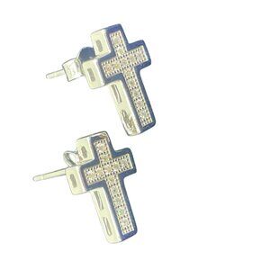 Cross-Shaped Rhinestone Stud Earrings - Dainty 925 Sterling Jewelry
